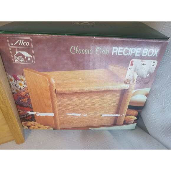 Alco Classic Oak Recipe Box New In Box Recipe Box - Picture 2 of 11